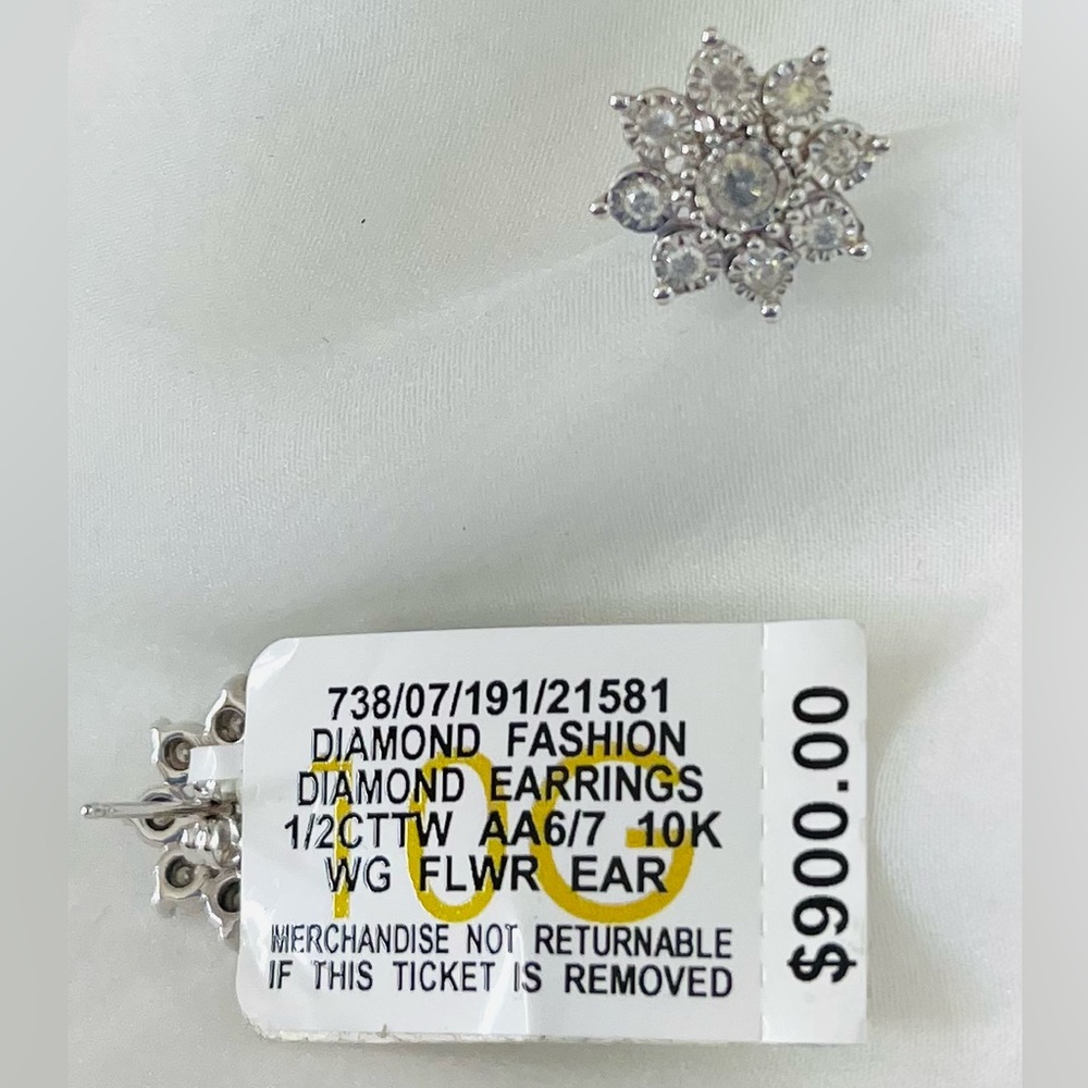 New Diamond Fashion Flower Earrings white gold 🎁 birthday fine jewelry fancy